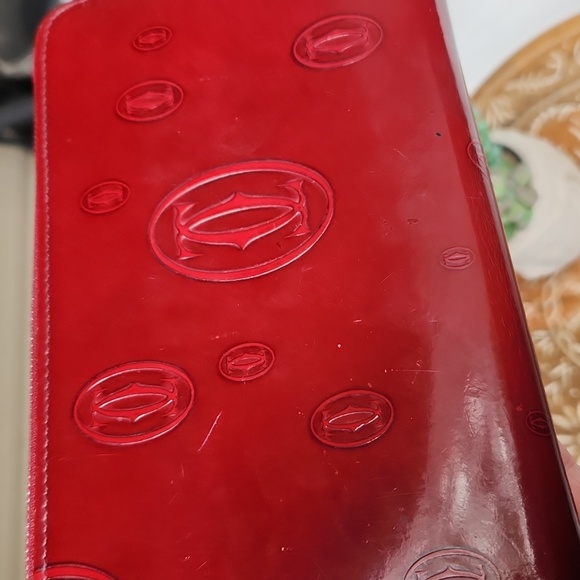 Cartier Happy Birthday Print Red Long Zip Wallet w/ Authentication Card - Picture 14 of 16